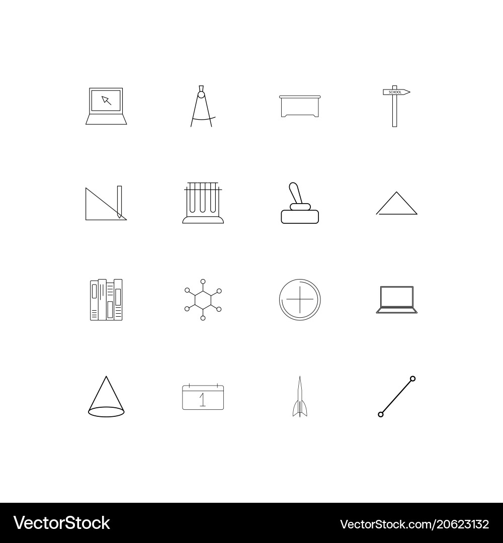 Education and science simple linear icons set vector image