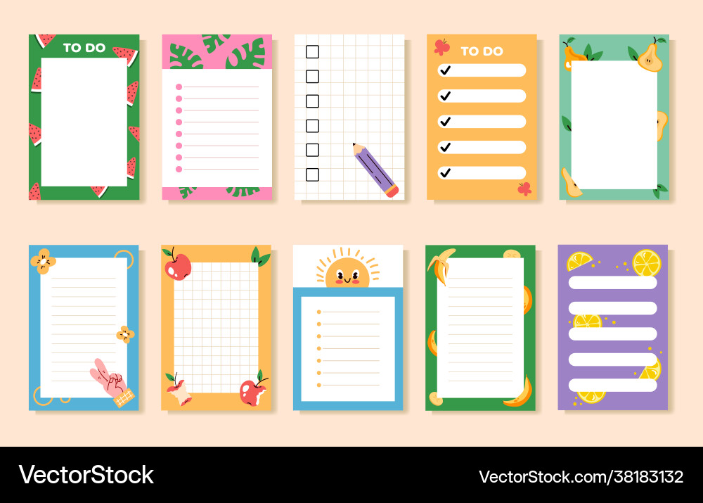 Empty blank planner to do list notes Empty blank planner to do list notes vector image
