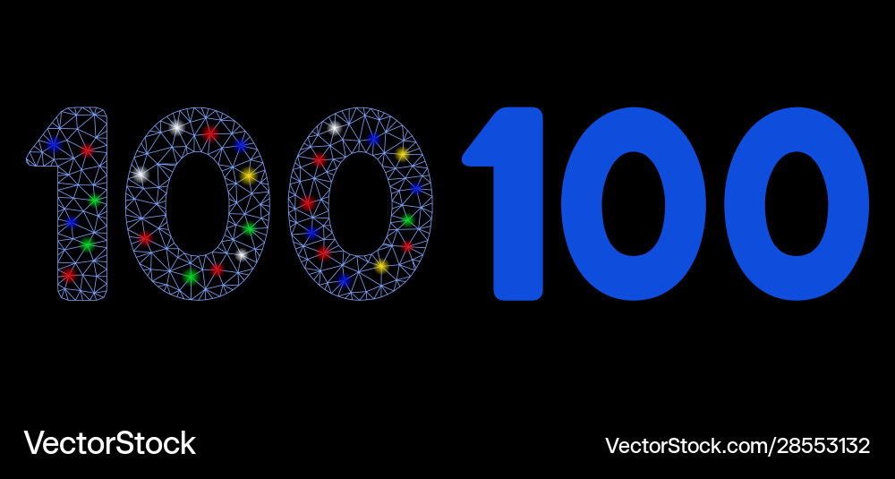 Flare mesh 2d 100 digits text icon with Flare mesh 2d 100 digits text icon with vector image