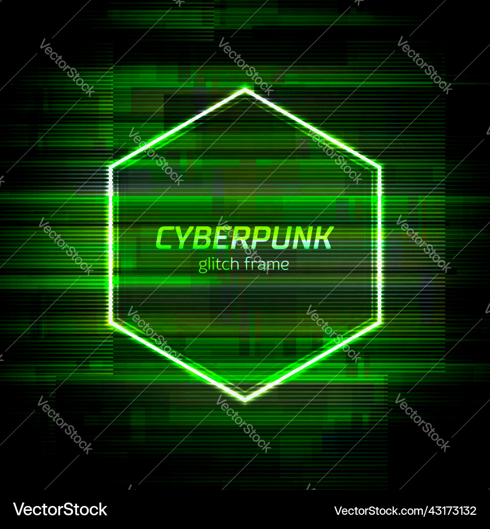 Glitch cyberpunk frame with technology error Glitch cyberpunk frame with technology error vector image