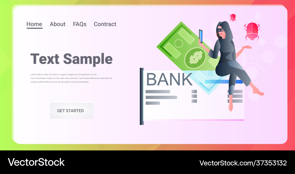 Hacker breaking online banking app robber stealing Vector Image