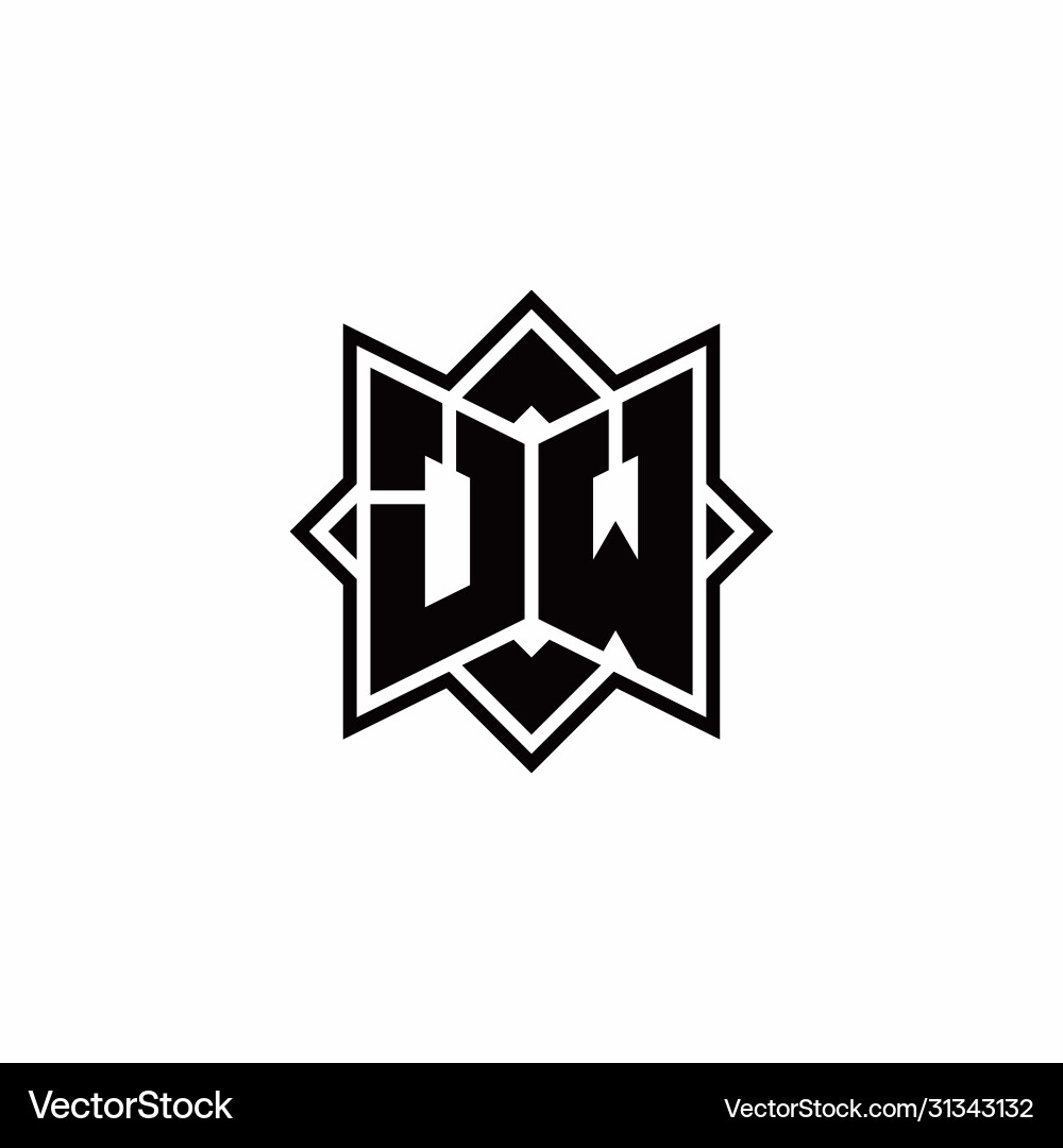 Jw monogram logo with square rotate style outline vector image