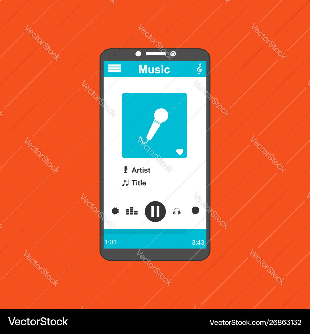 Media player application app template with flat Vector Image