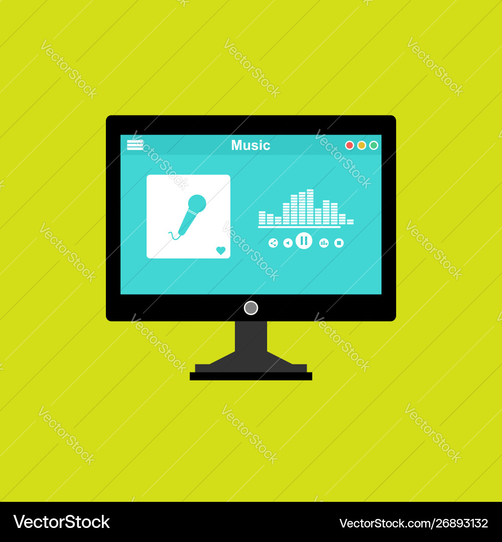 Media player application app template with flat Media player application app template with flat vector image