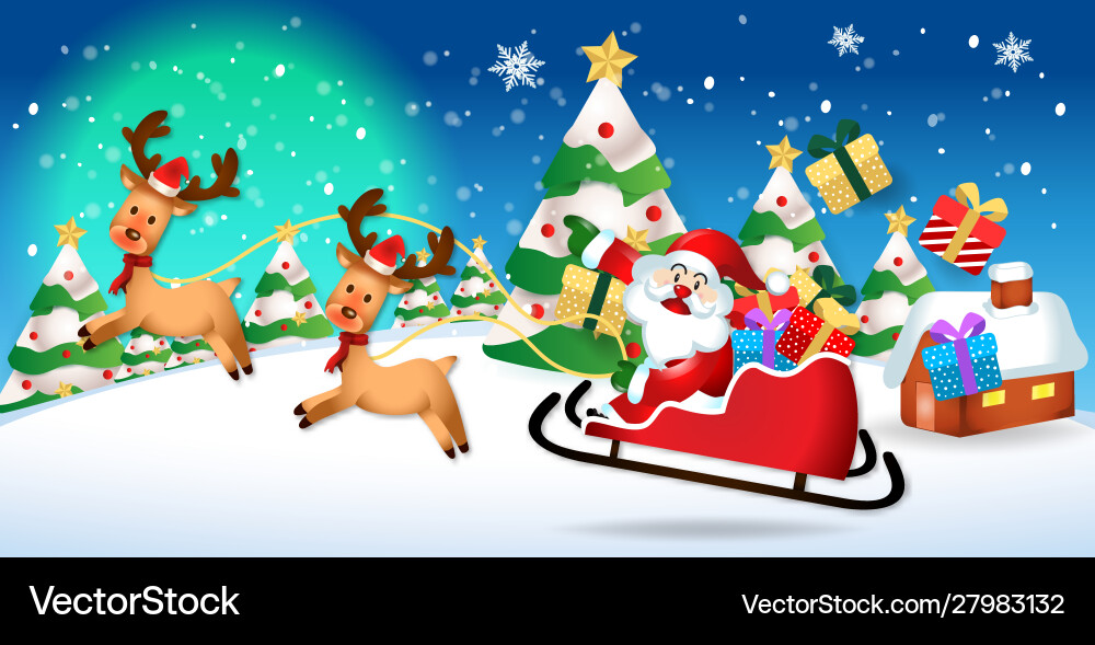 Merry christmassanta claus niedlich karikatur Vektorbild