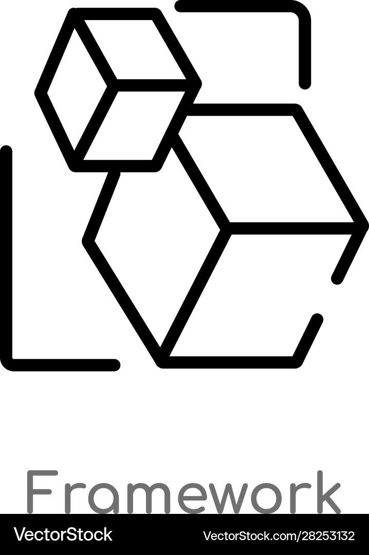 Outline framework icon isolated black simple line vector image