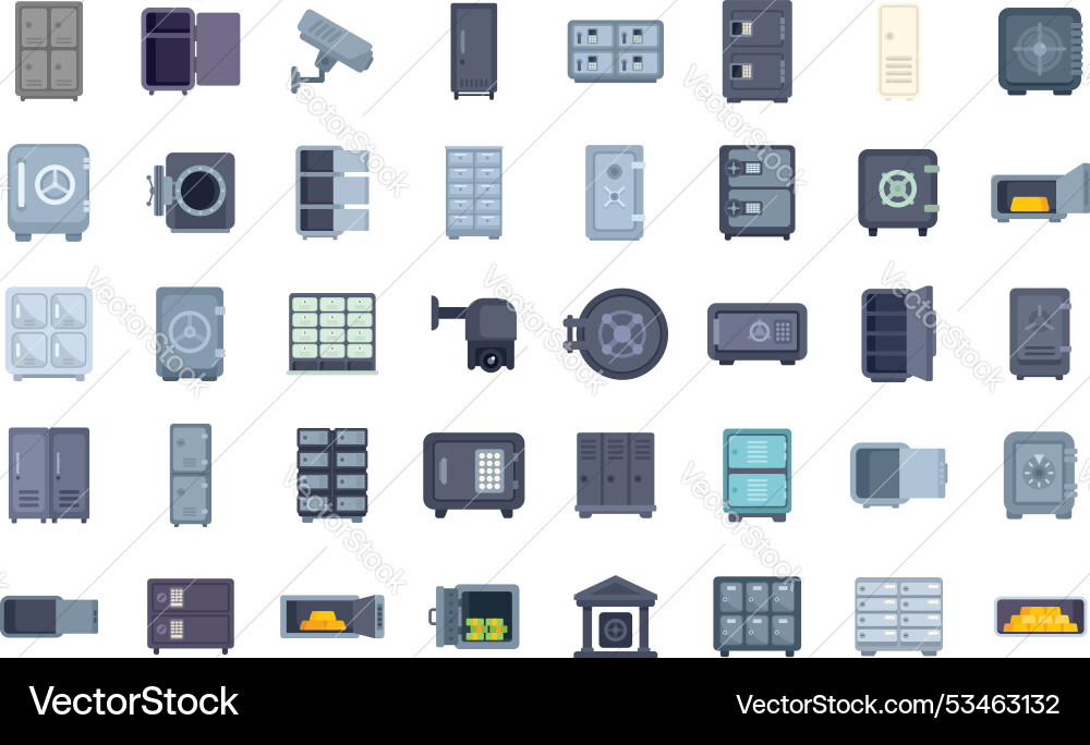 Security system with modern safe boxes and vaults Security system with modern safe boxes and vaults vector image