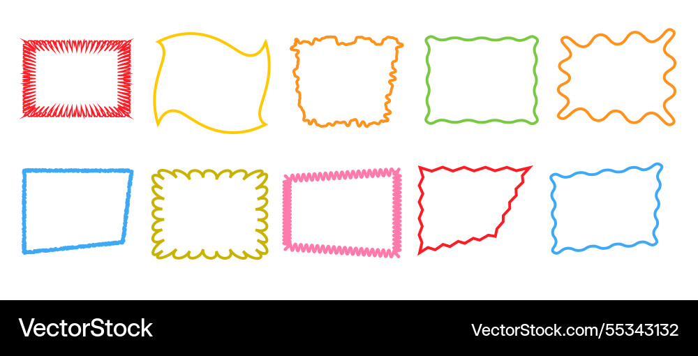 Set of line empty colored frames isolated Set of line empty colored frames isolated vector image