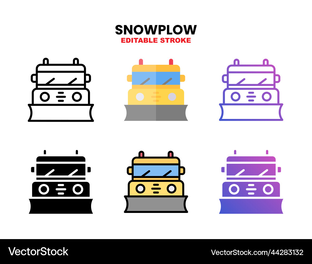 Snowplow icon set with different styles Snowplow icon set with different styles vector image