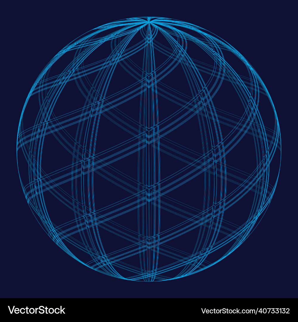 Sphere with linear abstract pattern along Sphere with linear abstract pattern along vector image