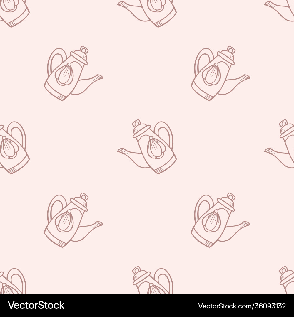 Teapot seamless repeat pattern background vector image