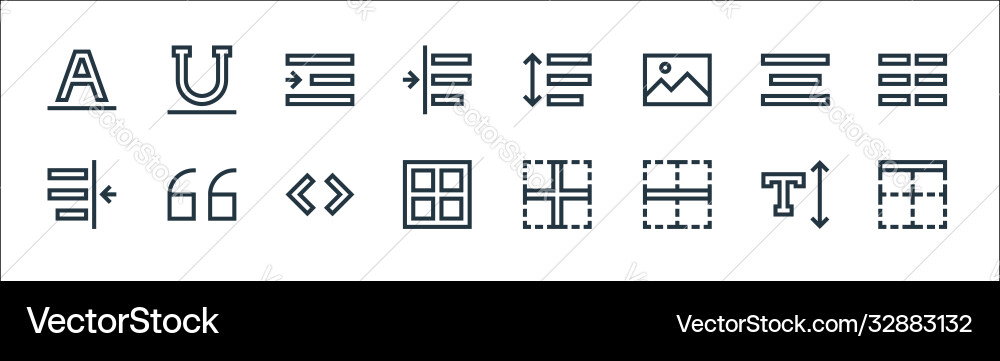 Text editor line icons linear set quality Text editor line icons linear set quality vector image
