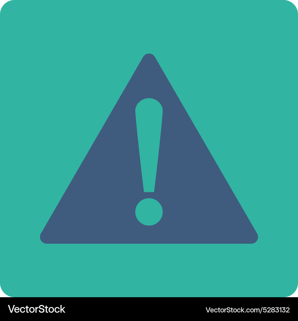 Warning flat cobalt and cyan colors rounded button vector image