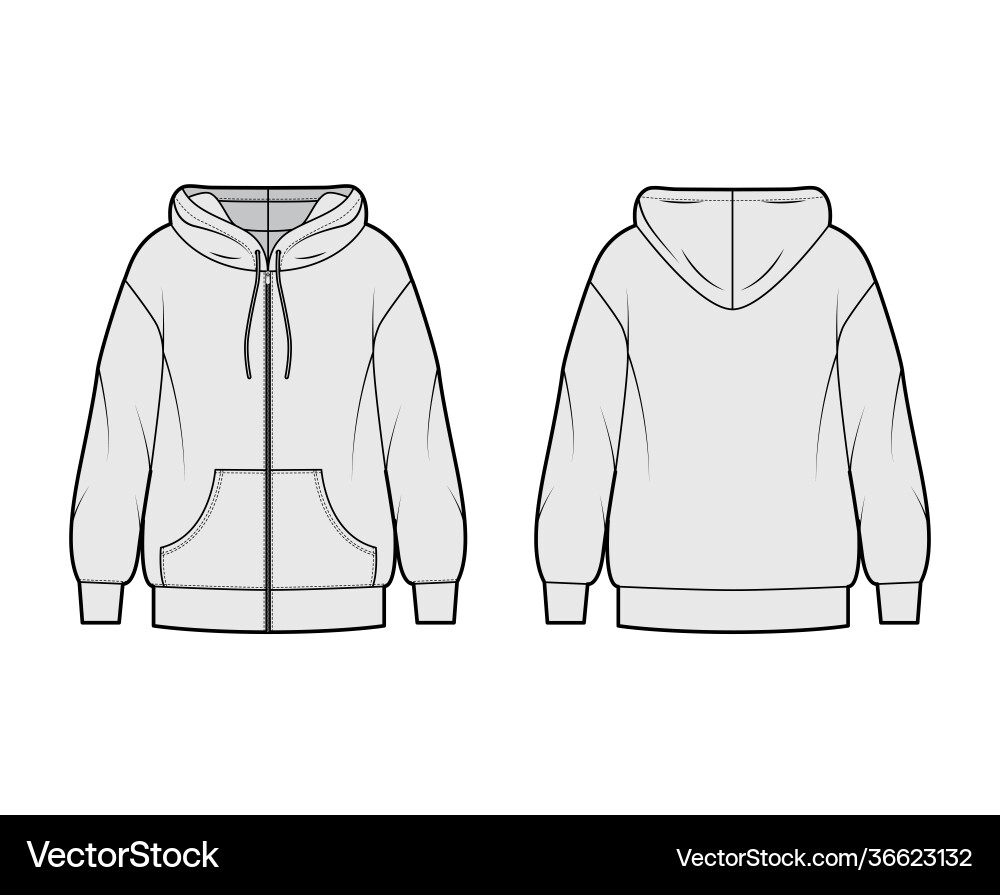 Zip-up hoody sweatshirt technical fashion vector image