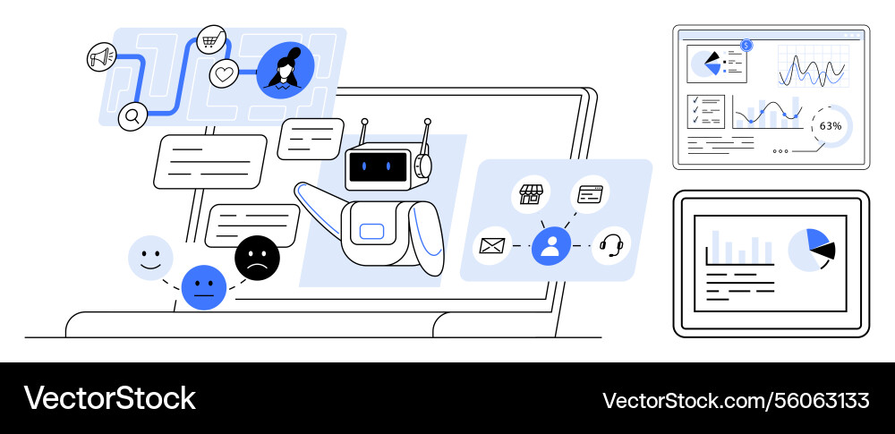 Ai chatbot assisting with customer queries data Ai chatbot assisting with customer queries data vector image