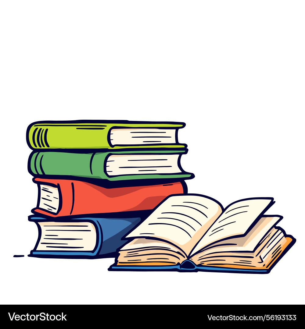 Ai-generated stack of colorful books with open vector image