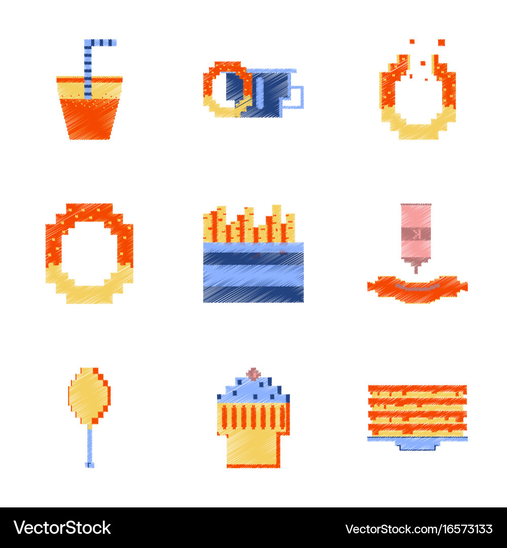Assembly of flat shading style pixel icon fast Vector Image