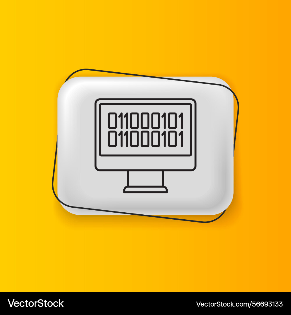 Black binary code icon isolated on yellow Black binary code icon isolated on yellow vector image