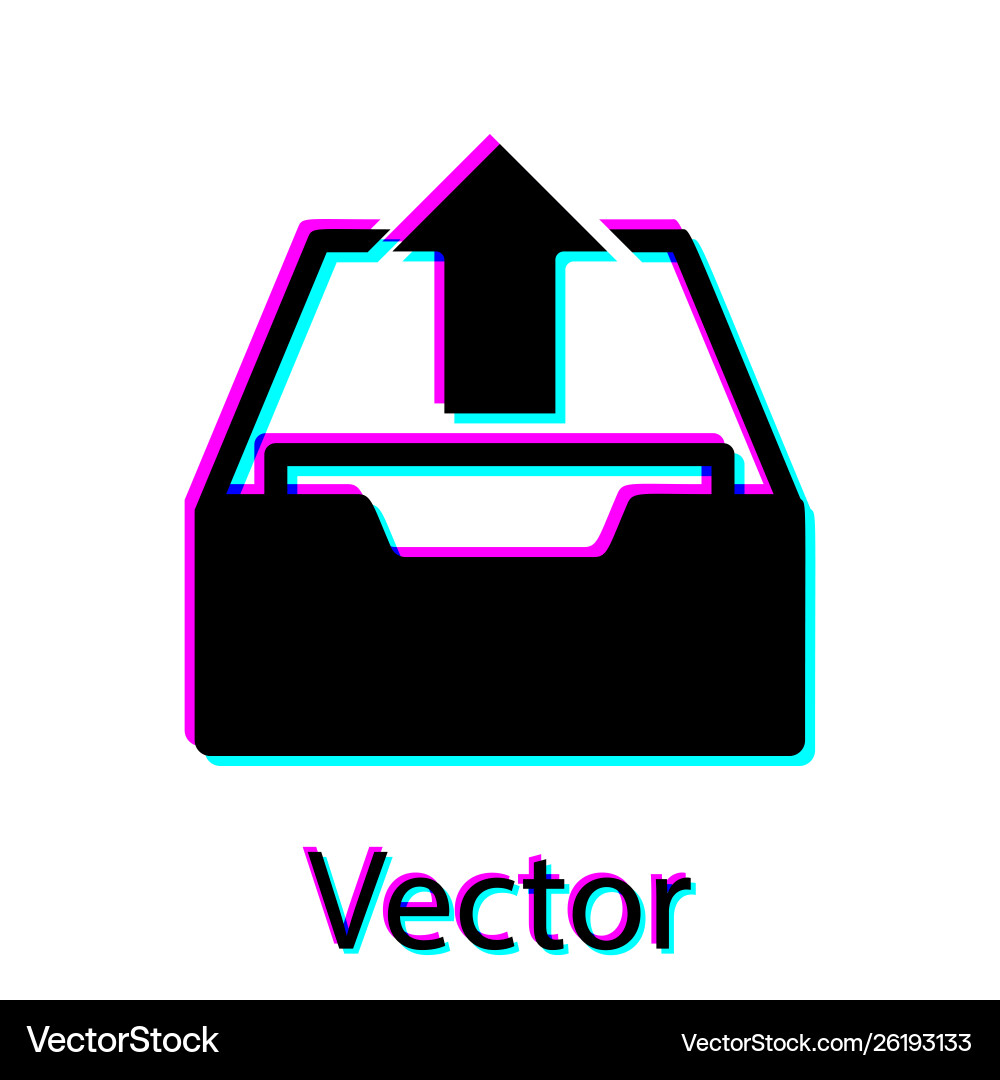 Black upload inbox icon isolated on white vector image