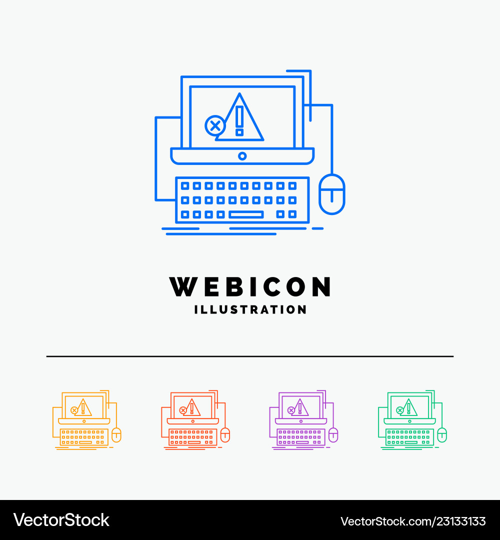 Computer crash error failure system 5 color line Computer crash error failure system 5 color line vector image