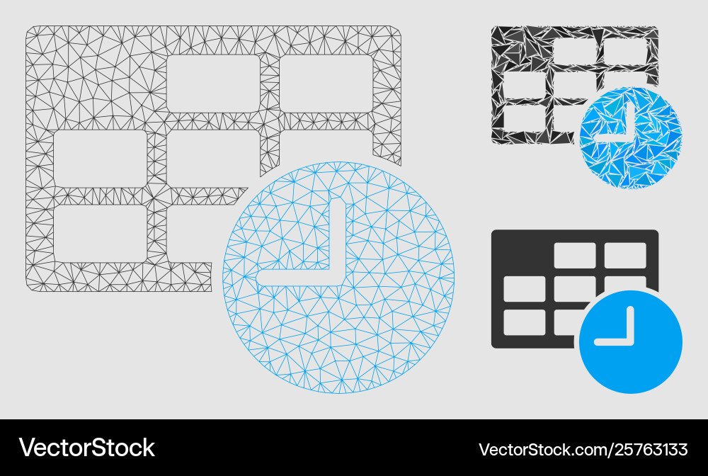 Date and time mesh network model Date and time mesh network model vector image