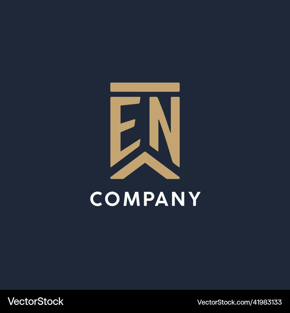 En initial monogram logo design in a rectangular Vector Image
