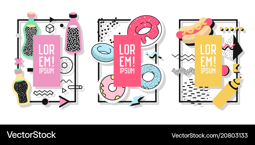 Geometric frames with abstract elements Vector Image