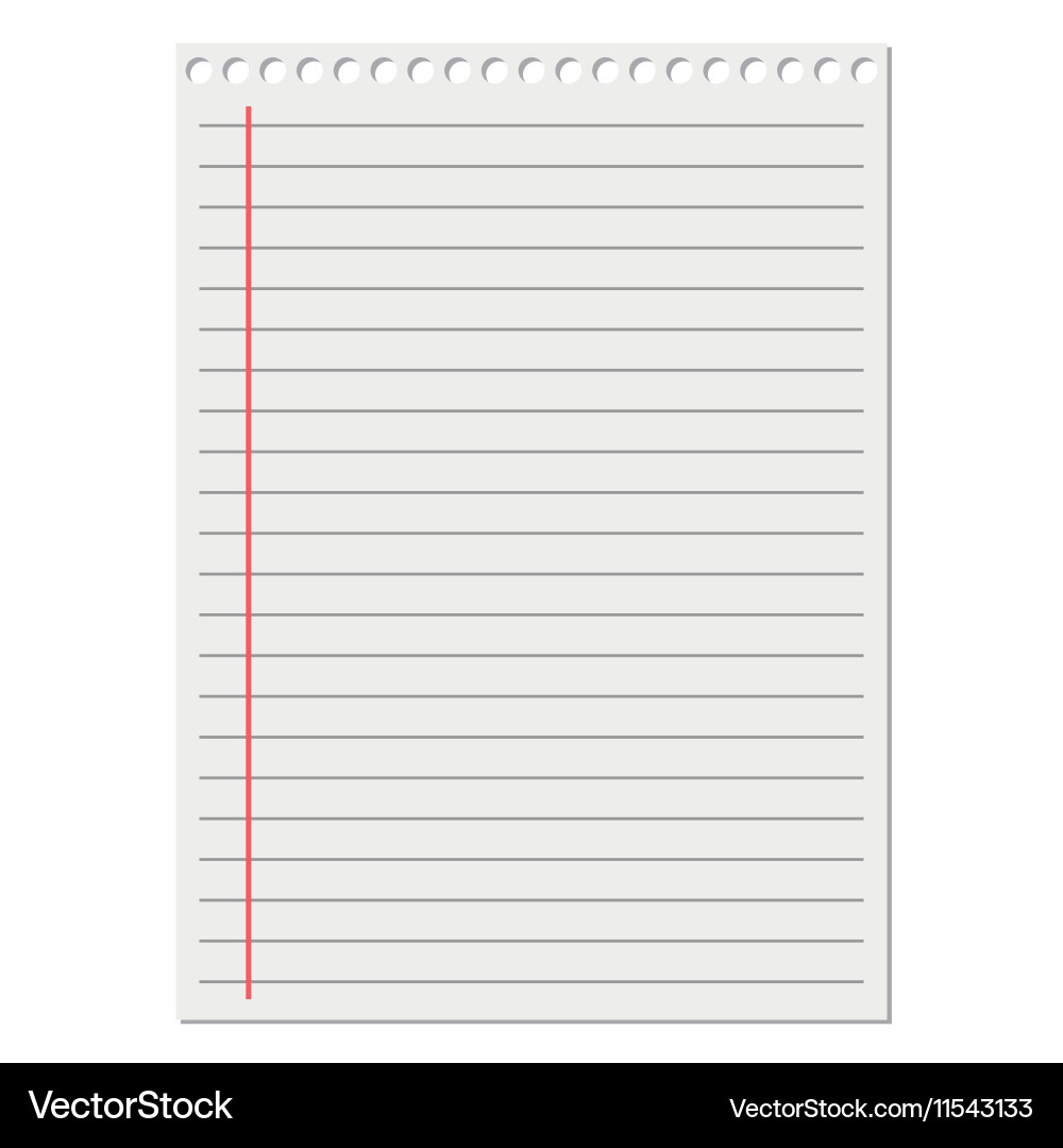 Leaf from a notebook on white background Vector Image
