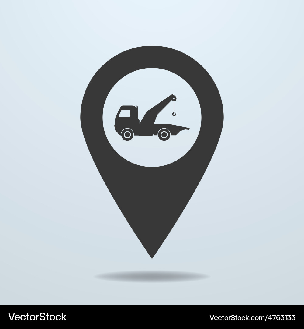 Map pointer with a wrecker symbol Vector Image