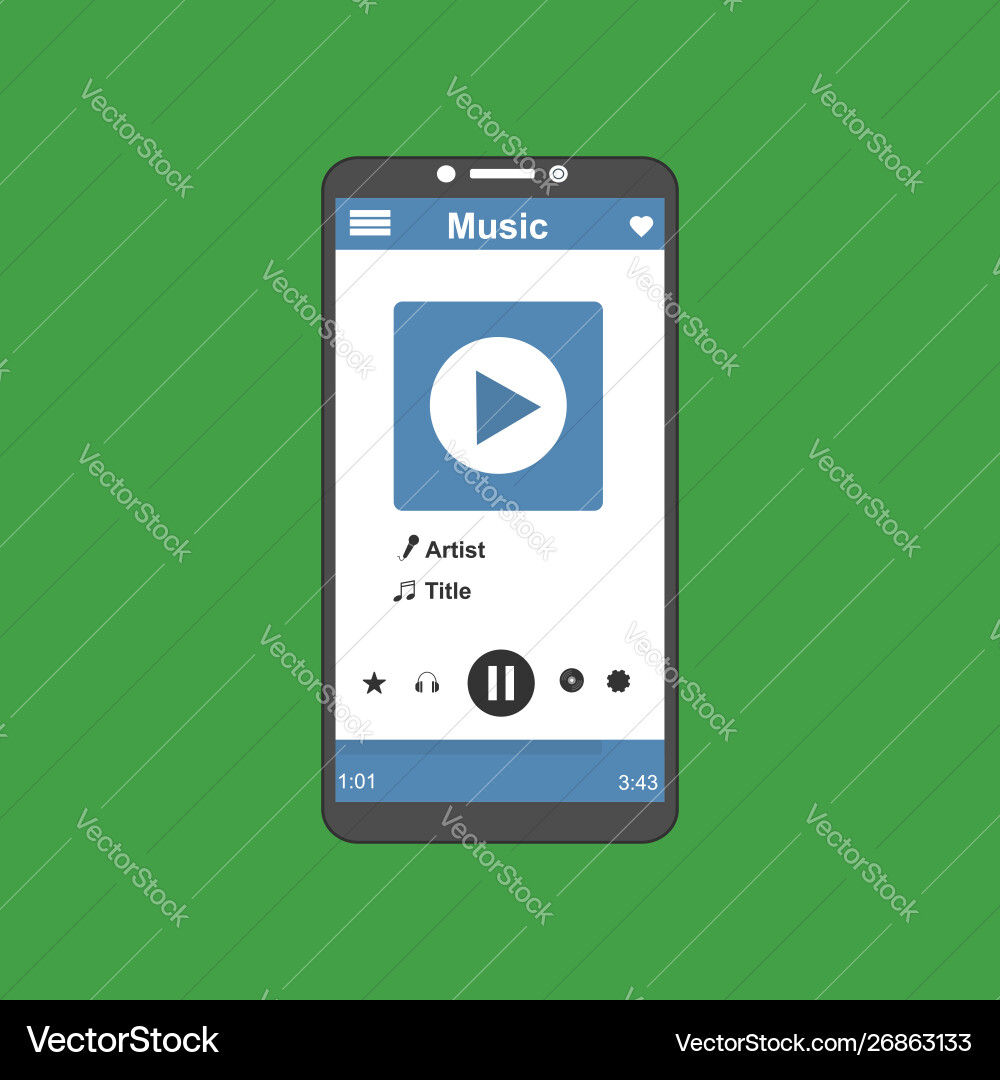 Media player application app template with flat Media player application app template with flat vector image