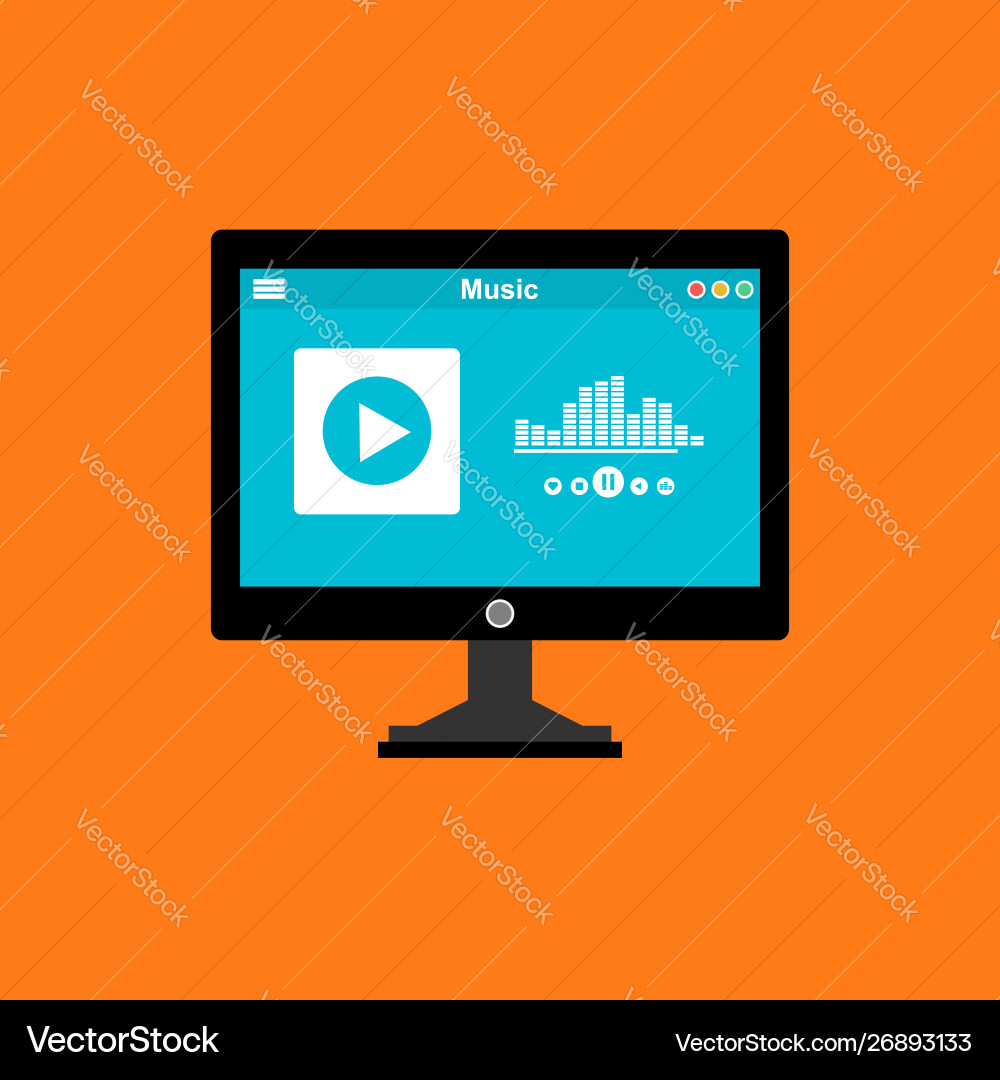 Media player application app template with flat Vector Image