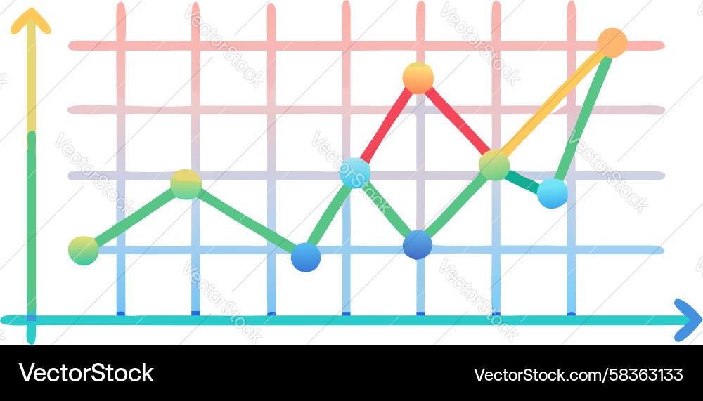 Multi-Colored Line Chart - Data Visualization Vector Image