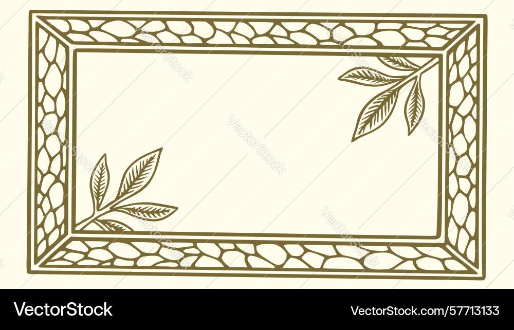 Rectangular frame with decorative corner leaf vector image