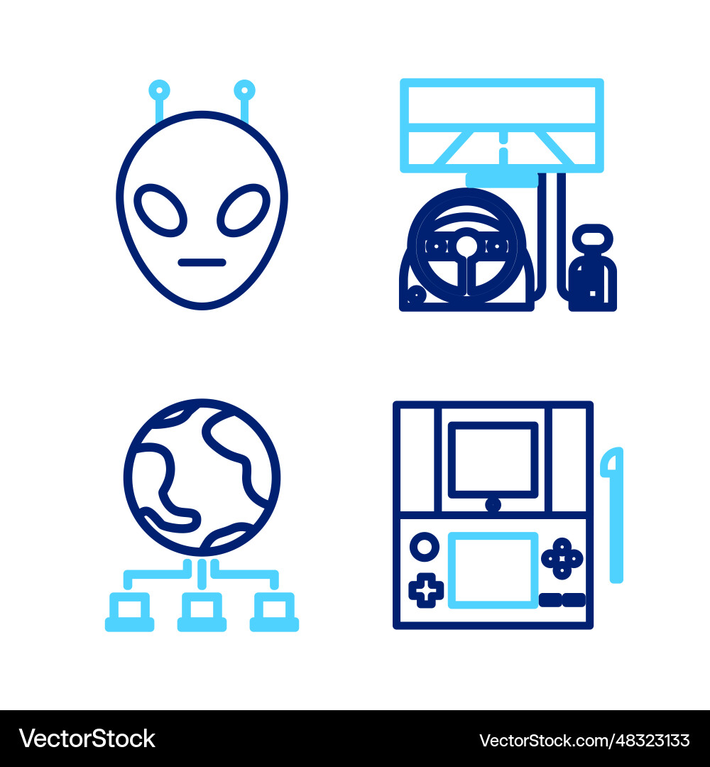 Set line portable video game console computer Set line portable video game console computer Vector Image
