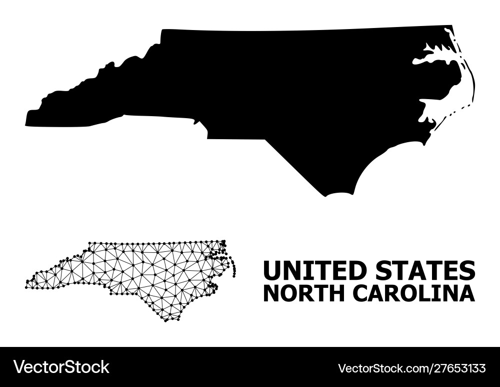 Solid and carcass map north carolina state Solid and carcass map north carolina state vector image