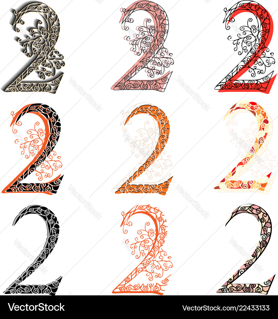 Various combination numeric figures 2 vector image