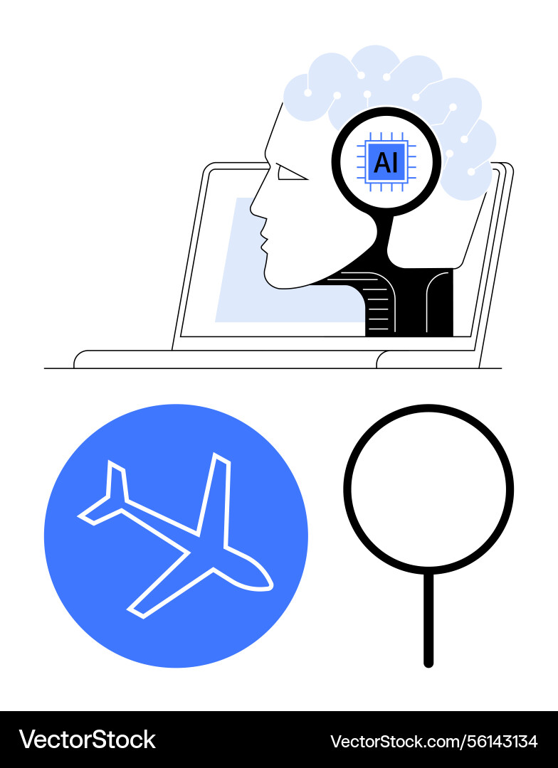 Artificial intelligence brain analyzing data vector image