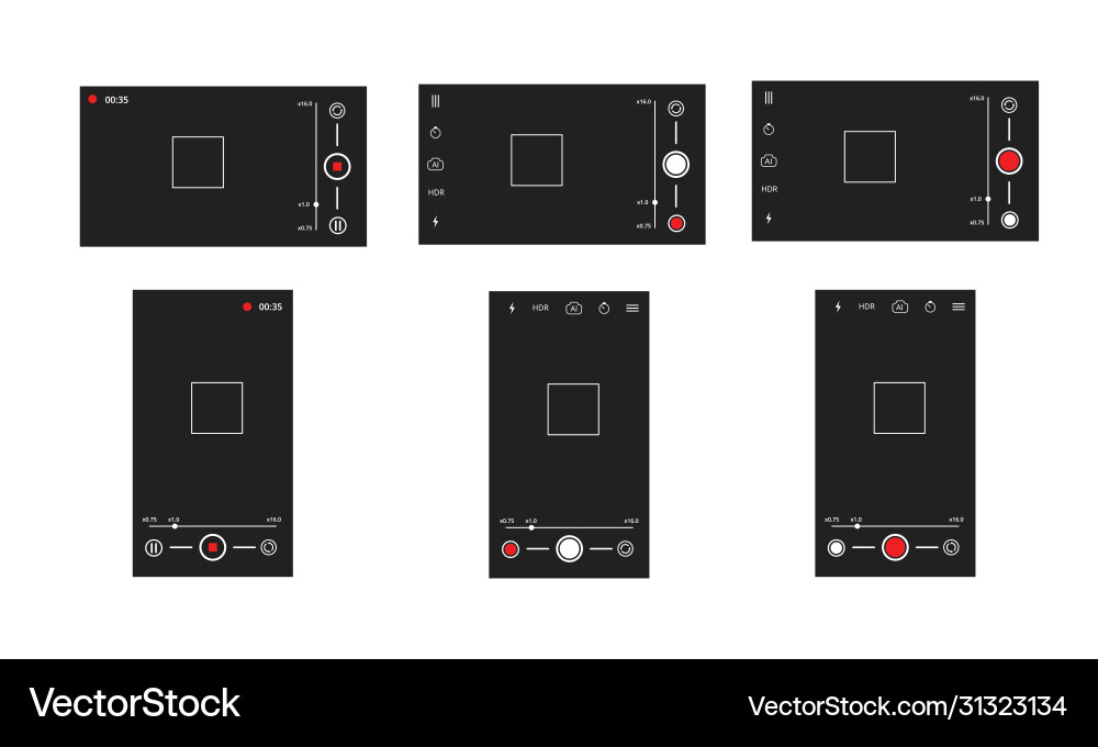 Camera screen phone mobile interface app Camera screen phone mobile interface app Vector Image