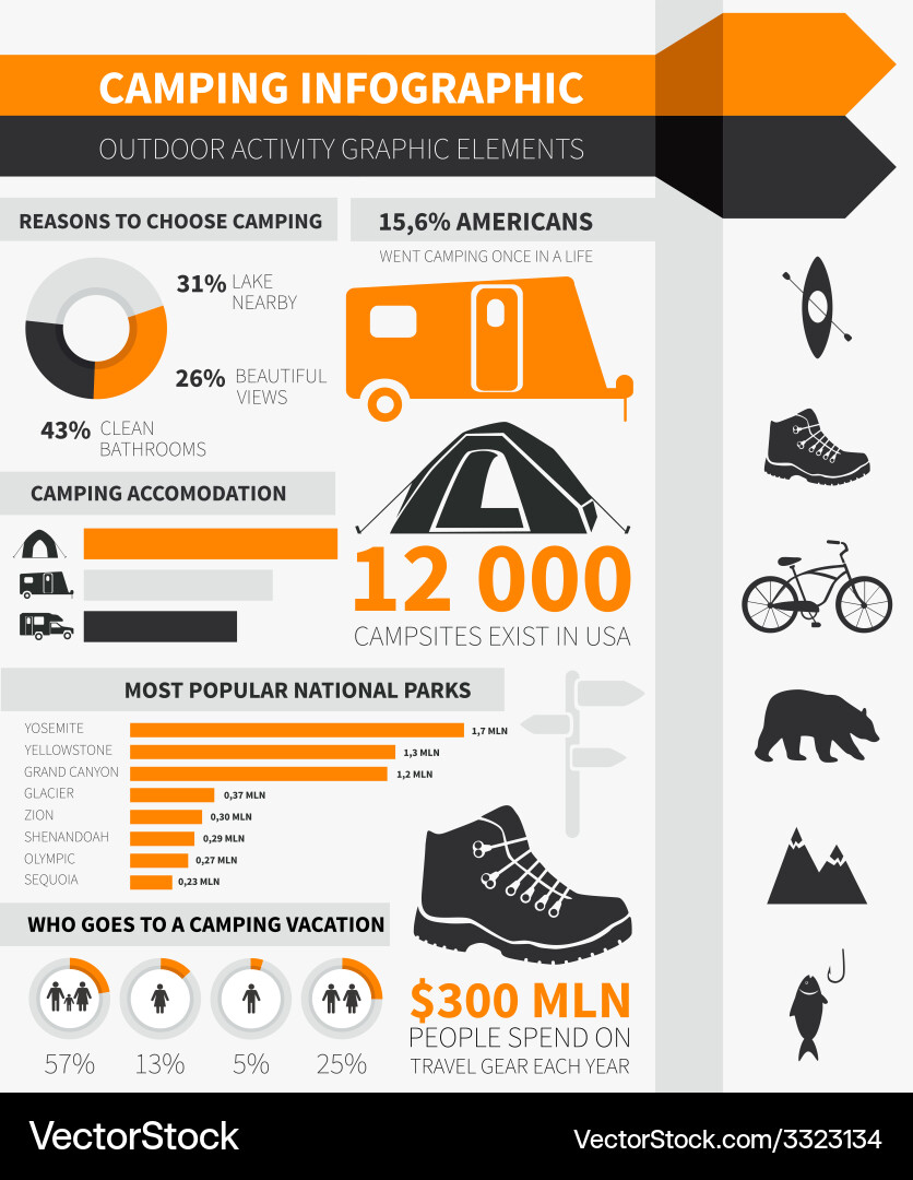 Camping infographic vector image