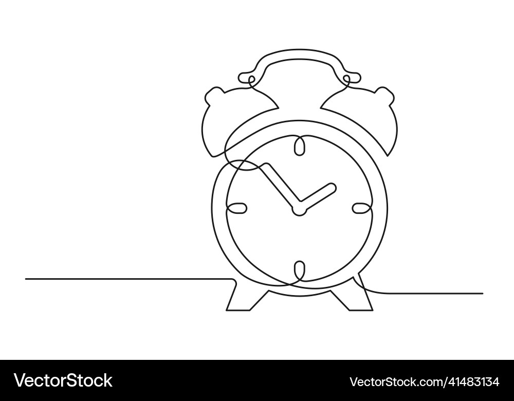 Continuous drawing of one line an alarm clock vector image