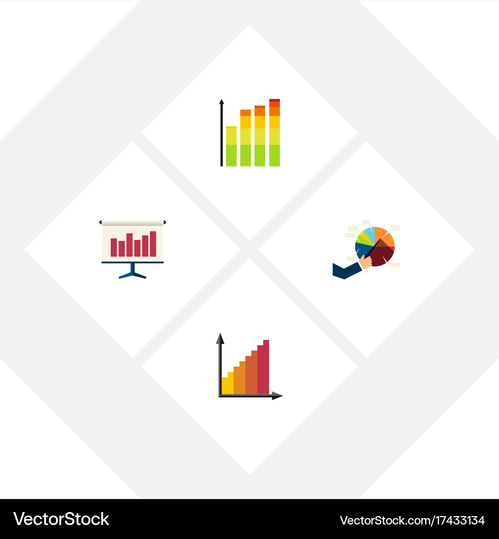 Flat icon diagram set of monitoring statistic Vector Image