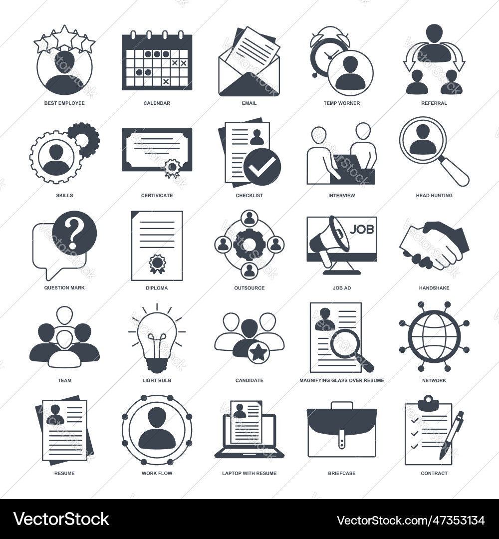 Headhunting and recruiting elements set icon Headhunting and recruiting elements set icon vector image