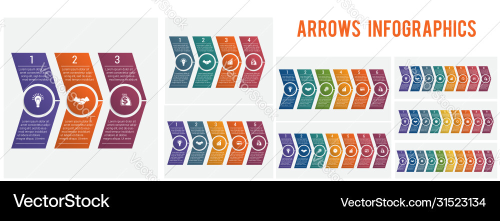 Horizontal numbered color arrows text template vector image