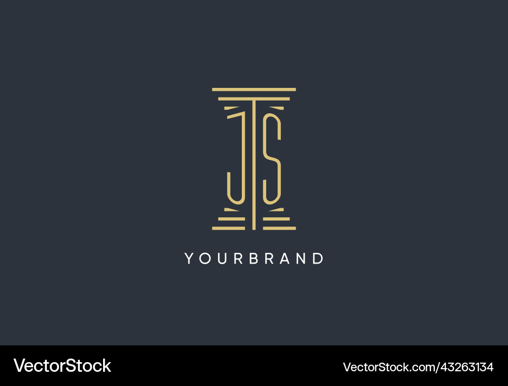 Js initial monogram with pillar shape logo design Vector Image