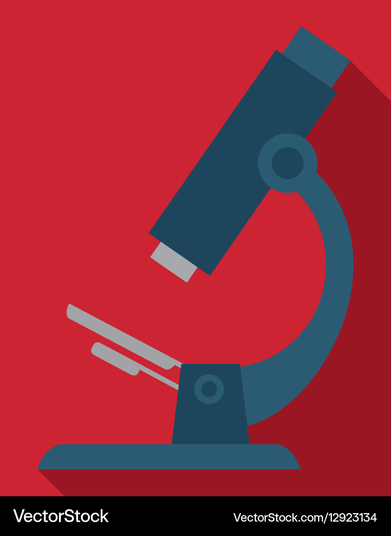 Microscope over red background and shadow icon Vector Image
