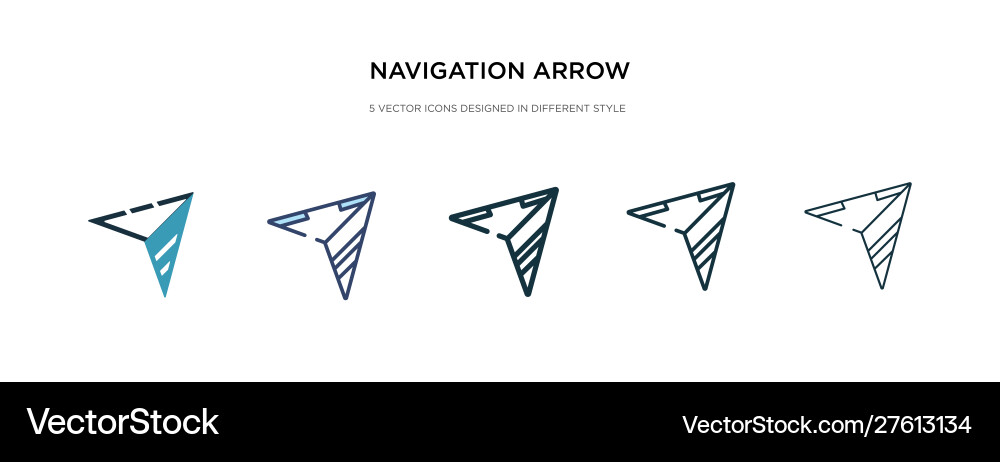 Navigation arrow icon in different style two Navigation arrow icon in different style two Vector Image