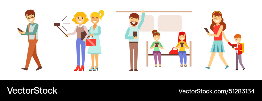People character using device and gadget People character using device and gadget vector image