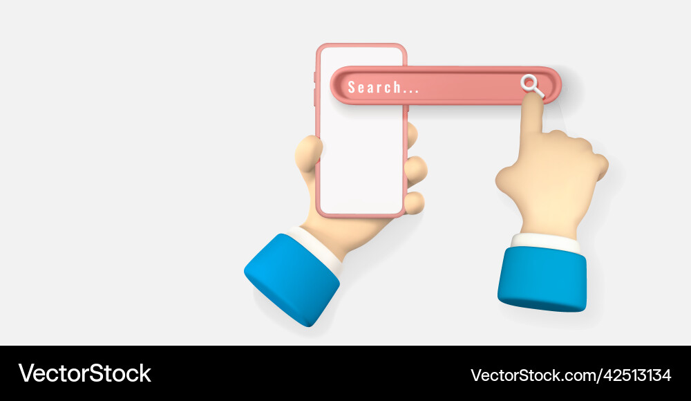 Realistic 3d phone with search bar element Realistic 3d phone with search bar element vector image