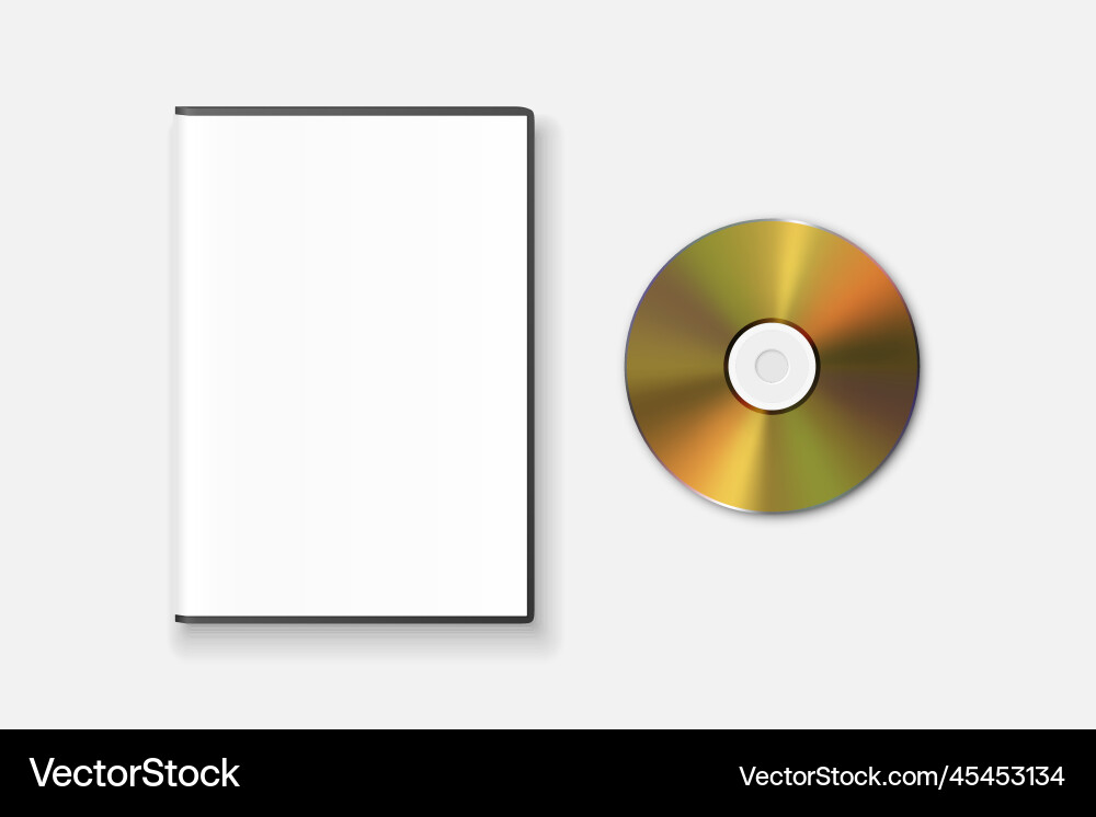 Realistic yellow cd dvd with plastic vector image