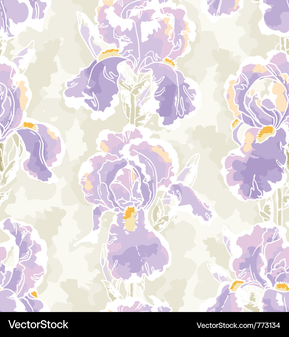 Seamless pattern with iris vector image